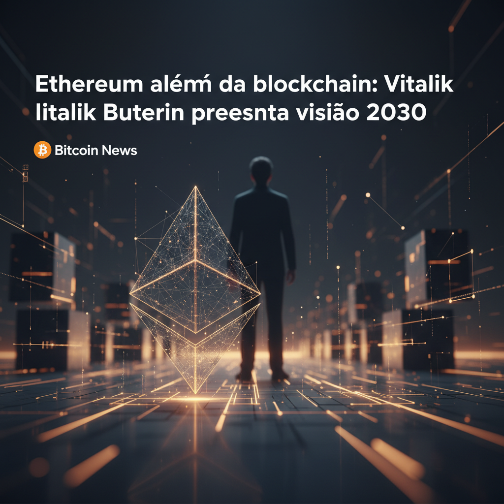 Ilustração editorial sobre Ethereum além da blockchain: Vitalik Buterin apresenta visão 2030