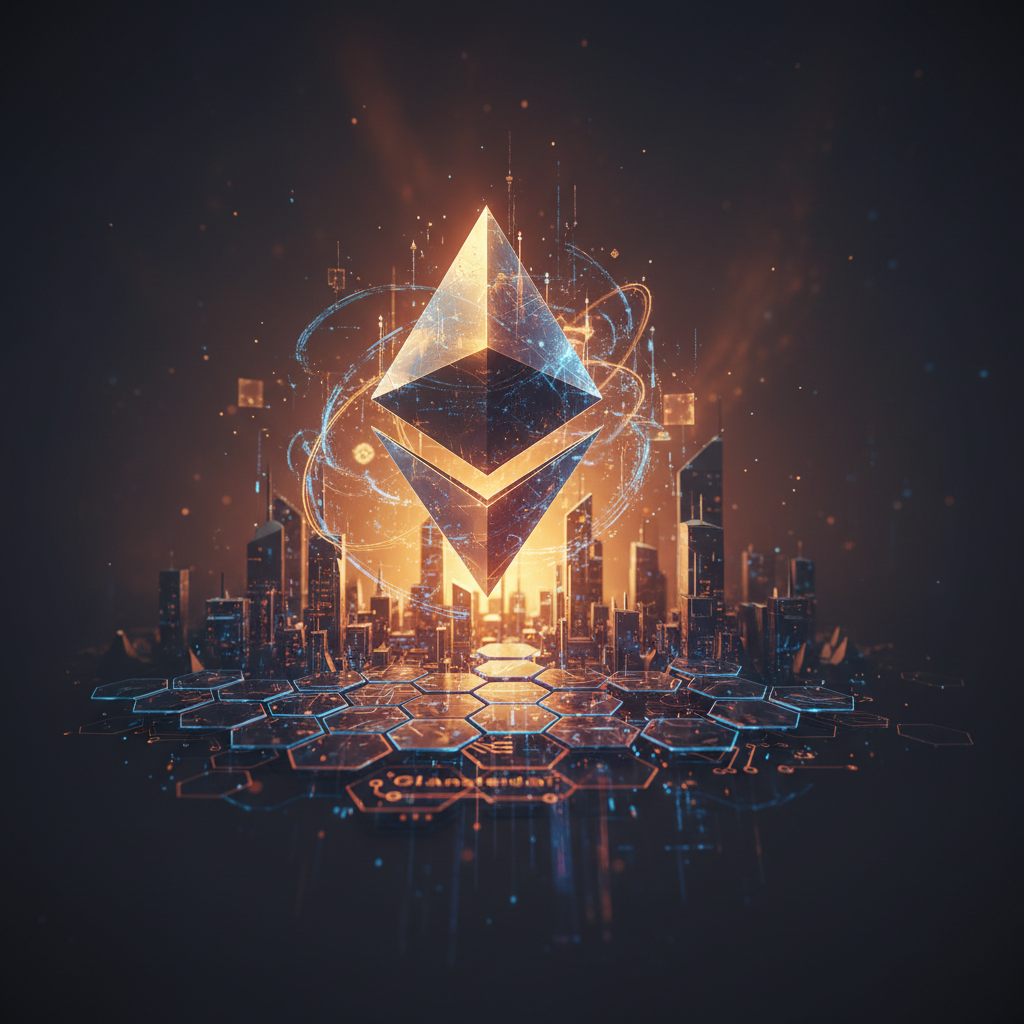Ilustração editorial sobre Ethereum lança atualização Glamsterdam na rede de testes Sepolia